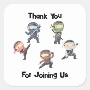 Cute Ninja Warrior Kids Birthday Party Favor  Square Sticker