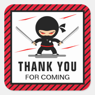 Cute Ninja Warrior Kids Birthday Party Favor Square Sticker
