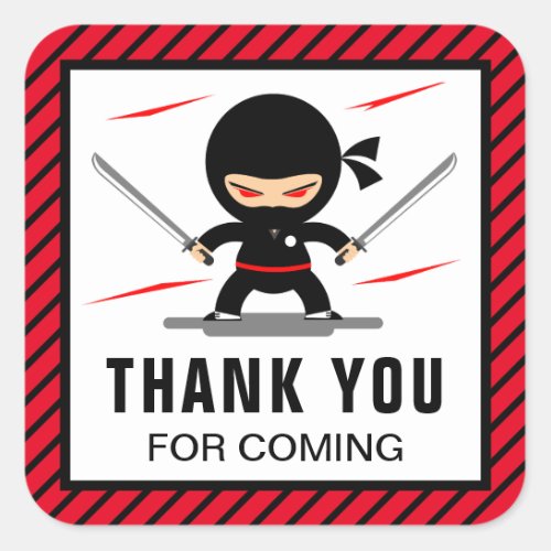 Cute Ninja Warrior Kids Birthday Party Favor Square Sticker