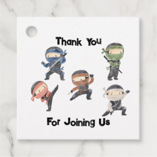 Cute Ninja Warrior Kids Birthday Party Favor Tags