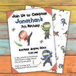 Cute Ninja Warrior Kids Birthday Party  Invitation<br><div class="desc">Create a memorable and fun birthday celebration for the cute ninja kid in your life. This easily customizable birthday party invitation is part of a matching set of birthday party accessories. You can host the best ninja themed birthday party for your little martial arts enthusiast. Just add your own details...</div>