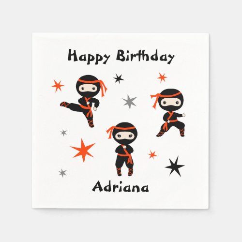 Cute Ninja Warrior Kids Birthday Party  Napkins