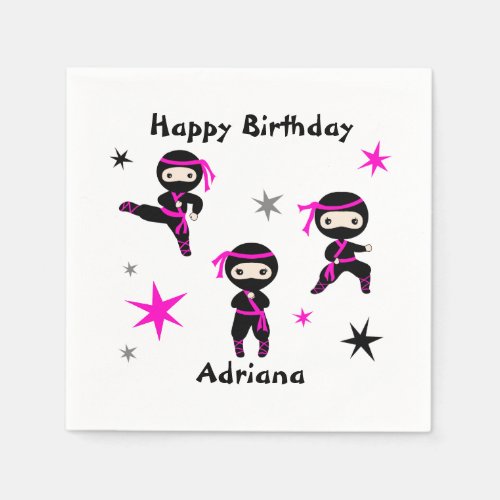 Cute Ninja Warrior Kids Birthday Party  Napkins