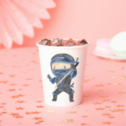 Cute Ninja Warrior Kids Birthday Party Paper Cups