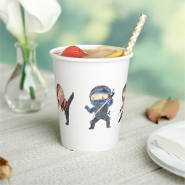 Cute Ninja Warrior Kids Birthday Party Paper Cups