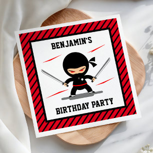 Cute Ninja Warrior Kids Birthday Party Paper Napkins