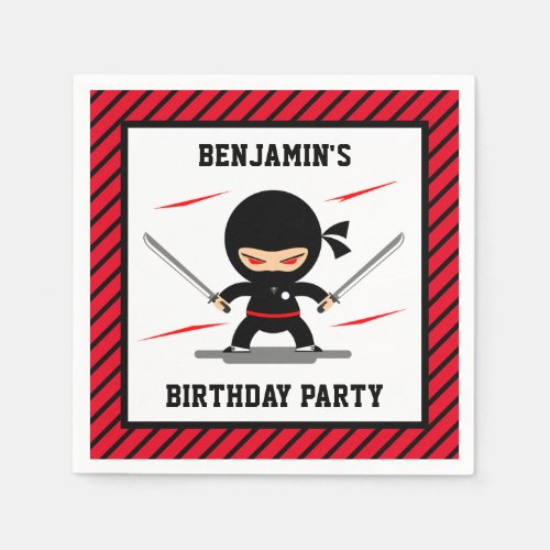 Cute Ninja Warrior Kids Birthday Party Paper Napkins