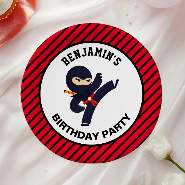 Cute Ninja Warrior Kids Birthday Party Paper Plates (Creator Uploaded)