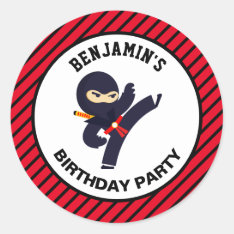 Cute Ninja Warrior Kids Birthday Party Sticker at Zazzle