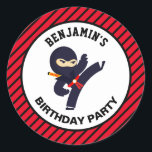 Cute Ninja Warrior Kids Birthday Party Sticker<br><div class="desc">Cute favor stickers for a ninja theme party. Customize it with your child's name.</div>