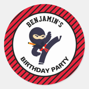 Cute Ninja Warrior Kids Birthday Party Sticker