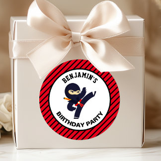 Cute Ninja Warrior Kids Birthday Party Sticker