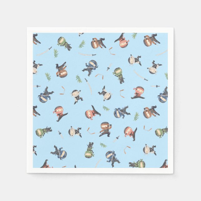 Cute Ninja Warrior Kids Birthday Party Supply Napkins (Front)