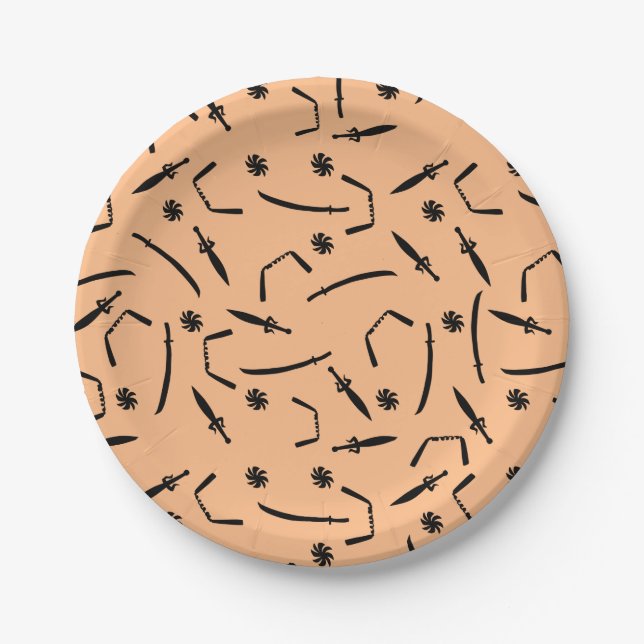 Cute Ninja Warrior - Kids Birthday Party Supply Paper Plates (Front)