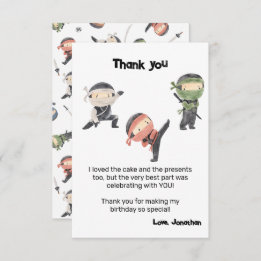 Cute Ninja Warrior Kids Birthday Party Thank You Card