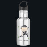 Cute Ninja Warrior - Kids Custom Name  Stainless Steel Water Bottle<br><div class="desc">Great present for the cute ninja kid in your life. Personalize with name,  or leave as is with Ninja Master. Find this product in a variety of colors to fit your needs.</div>