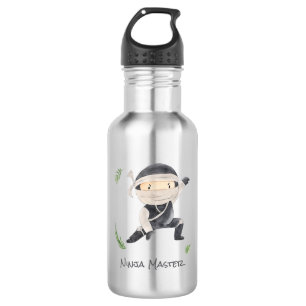 Cute Ninja Warrior - Kids Custom Name Stainless Steel Water Bottle