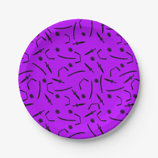 Cute Ninja Warrior Kids Paper Plates (Front)