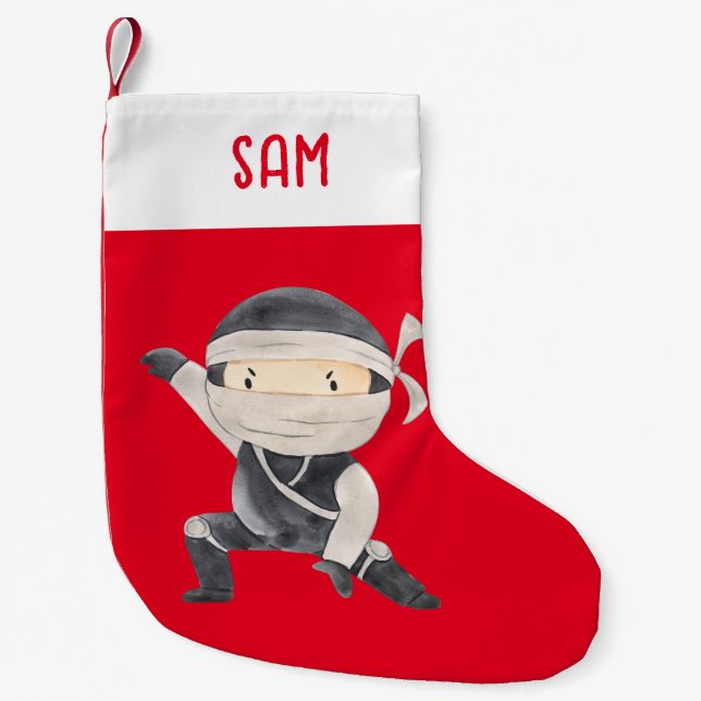 Cute Ninja Warrior Kids  Small Christmas Stocking (Front)