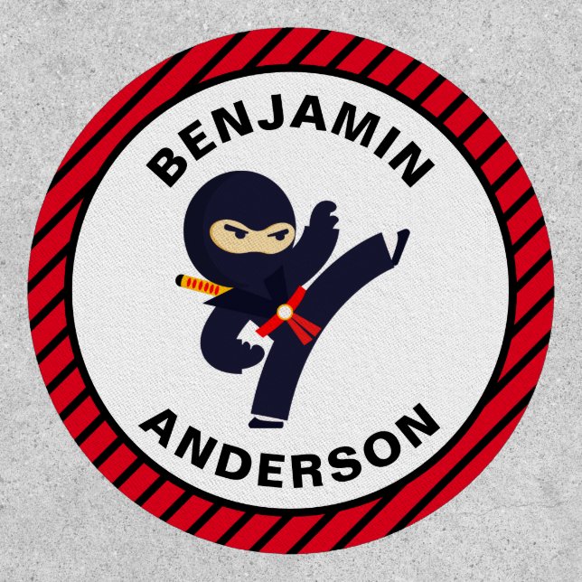 Cute Ninja Warrior Personalized Name Kids Patch (Front)