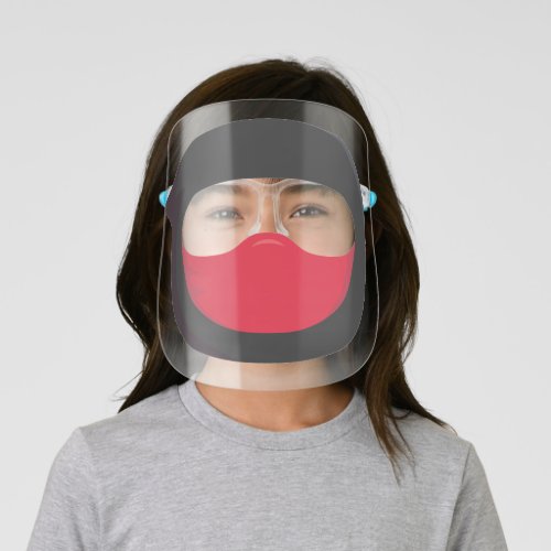 Cute Ninja with Red Mask Face Shield