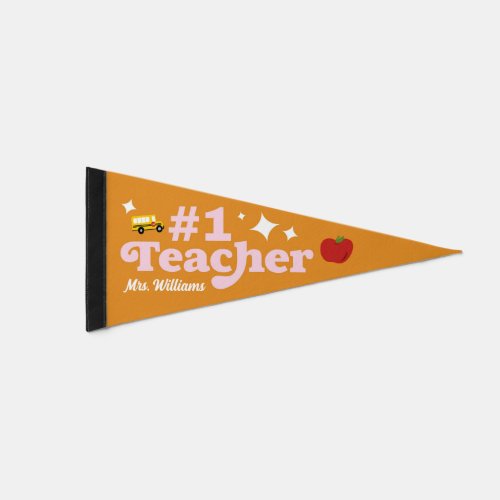 Cute No 1 Teacher Pennant Flag