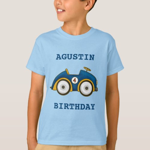 Cute No 4 Race Car Toy  Custom Kids Birthday T_Shirt