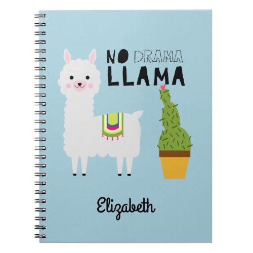 Cute No Drama Llama Cactus Personalized Kawaii  Notebook