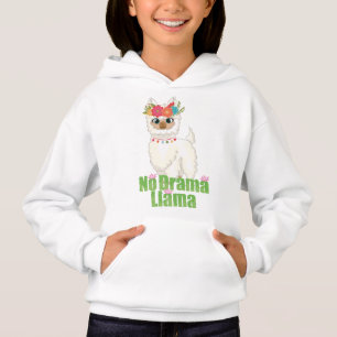Cute No Drama Llama With Floral Crown Hoodie