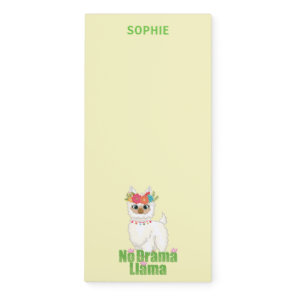 Cute No Drama Llama With Floral Crown Magnetic Notepad