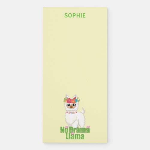 Cute No Drama Llama With Floral Crown Magnetic Notepad