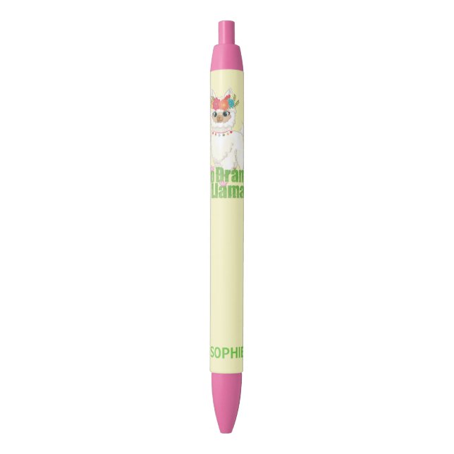 Cute No Drama Llama With Floral Crown Pen (Front Vertical)