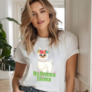 Cute No Drama Llama With Floral Crown Tri-Blend Shirt