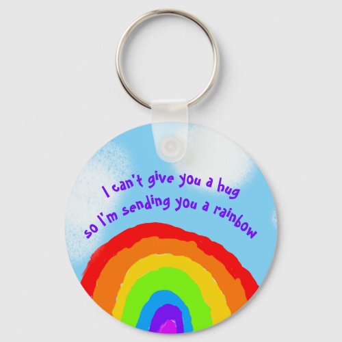 Cute No Hugs Sending You A Rainbow Keychain