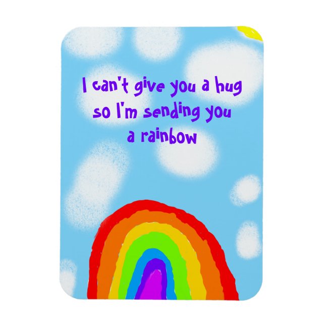 Cute No Hugs Sending You A Rainbow Magnet (Vertical)