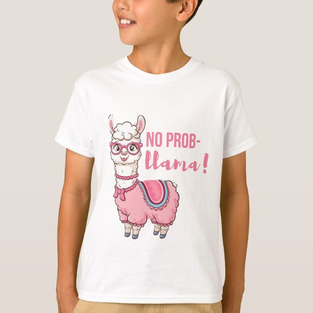 Cute 'No Prob Llama!' Kids T-Shirt (Front)