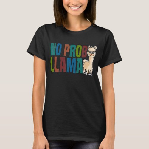 Cute No Prob Llama Rainbow  Animal Retro Vintage 1 T_Shirt