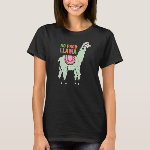 Cute No Prob Llama Rainbow  Animal Retro Vintage T_Shirt