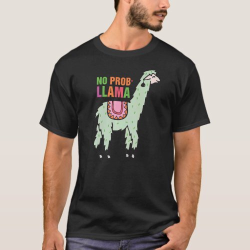 Cute No Prob Llama Rainbow  Animal Retro Vintage T_Shirt