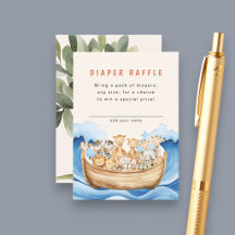 Cute Noah's Ark Animals Baby Shower Diaper Raffle
