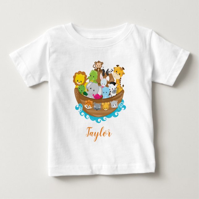 Cute Noah's Ark Animals Baby T-Shirt (Front)