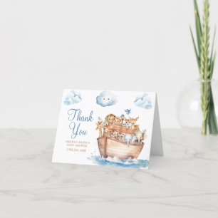 Cute Noah's Ark Gender Neutral Boho Baby Shower Letterpress Thank You Card