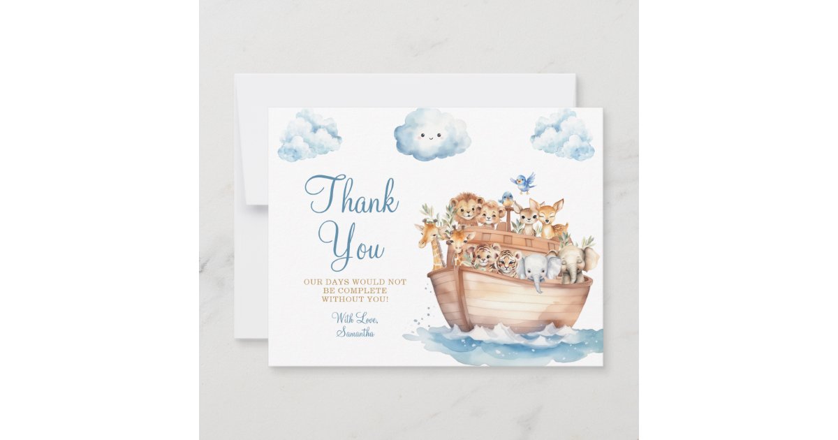Cute Noah's Ark Gender Neutral Boho Baby Shower Thank You Card | Zazzle