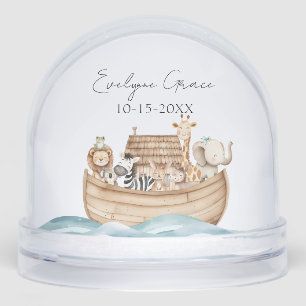 Cute Noah's Ark with Custom Baby Name Snow Globe