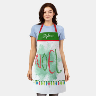 Cute Noel Personalized Chef Name Christmas Aprons