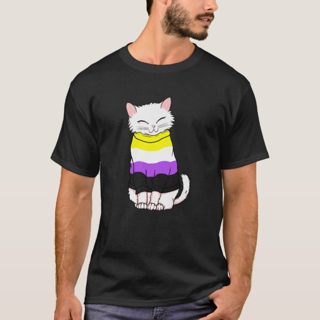 Cute Nonbinary Cat Pride T-Shirt (Front)
