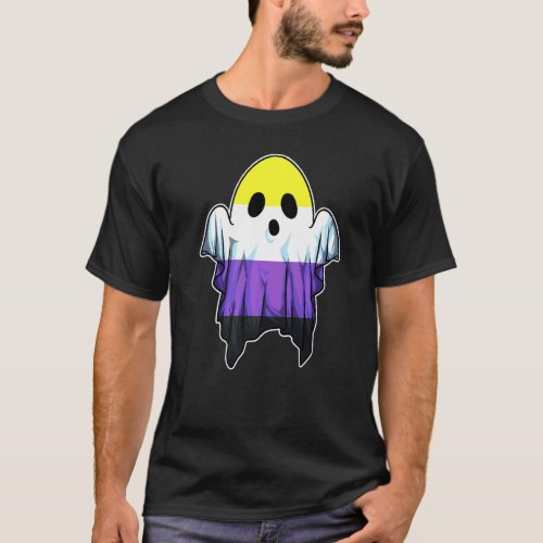Cute Nonbinary Ghost Lgbt Halloween Ghost Lgbtq No T_Shirt