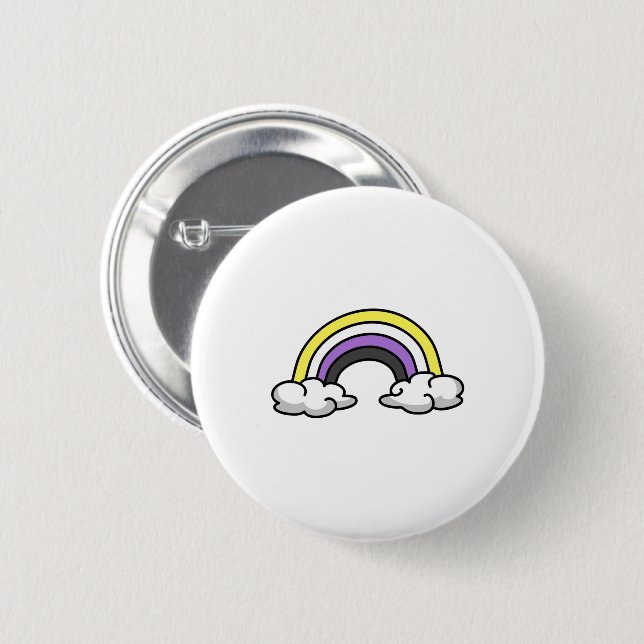 Cute Nonbinary Rainbow Button (Front & Back)
