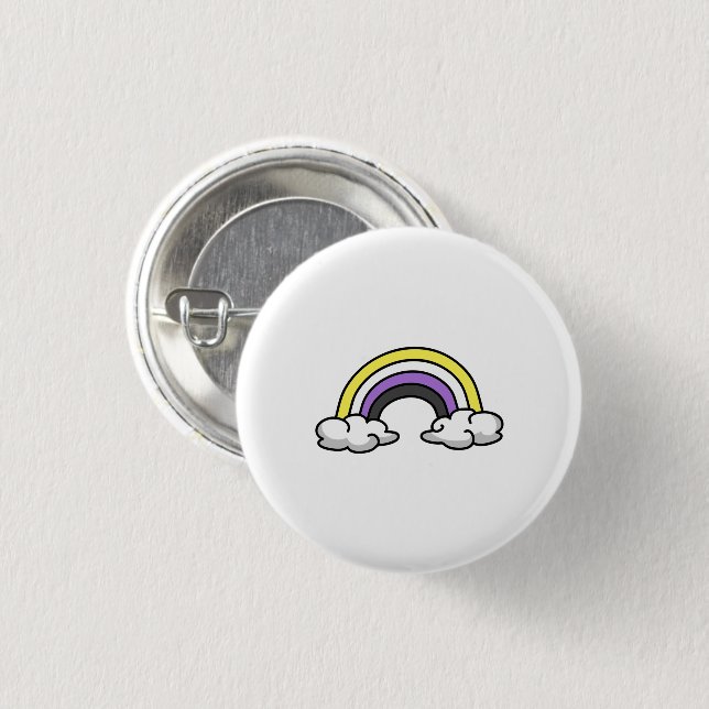 Cute Nonbinary Rainbow Button (Front & Back)