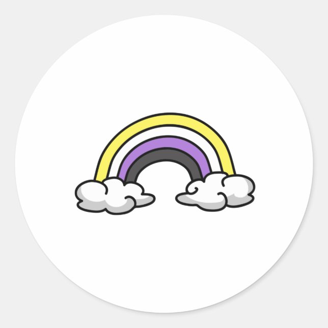 Cute Nonbinary Rainbow Classic Round Sticker (Front)